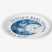 Het is een jongen. Schattige grillig blauw maan ba Papieren Bordje (Gekanteld)