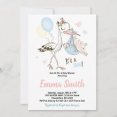 Het is een jongen Schattige Ooievaar Waterverf Bab Kaart (Voorkant)