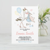 Het is een jongen Schattige Ooievaar Waterverf Bab Kaart (Staand voorkant)