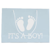 Het is een jongen schattige voetafdrukken baby sho groot cadeauzakje (Achterkant)