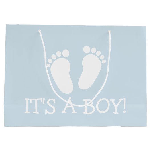 Het is een jongen schattige voetafdrukken baby sho groot cadeauzakje (Achterkant)