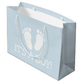 Het is een jongen schattige voetafdrukken baby sho groot cadeauzakje (Achterkant Gekanteld)