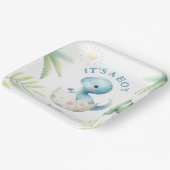 Het is een jongen! Schattigee Dino Boy Dinosaur Ba Papieren Bordje (Gebogen)