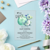 Het is een jongen! Schattigee dinosaurus met zijn  Acryl Uitnodigingen (Insitu (Huwelijk))