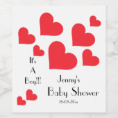 Het is een jongen! - Schattigee Rode Harten Custom Wijn Etiket (Enkel label)