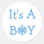 Het is een jongen Snowflake Ronde Sticker (Voorkant)