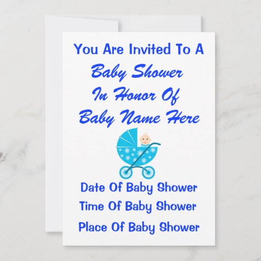 Het is een jongen: Sparen de Uitnodiging van het B (Achterkant)