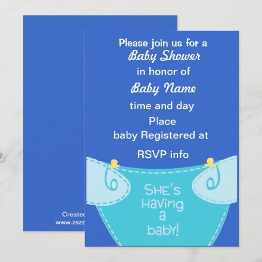 Het is een jongen: Sparen de Uitnodiging van het B (Voorkant / Achterkant)