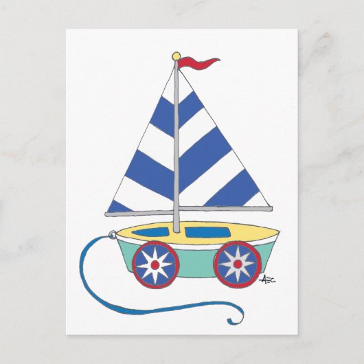 Het is een jongen! Speelgoed Sailboot Briefkaart (Voorkant)