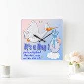 Het is een jongen - Stork Keepomwille Wall Clock Vierkante Klok (Huis)
