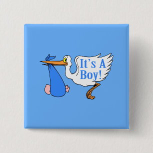 Het is een jongen! (Stortel en Baby bundel) Vierkante Button 5,1 Cm