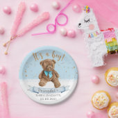 Het is een jongen! Teddy Bear Baby shower Papieren Bordje (Feest)