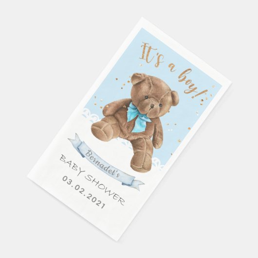 Het is een jongen! Teddy Bear Baby shower Servet (Hoek)