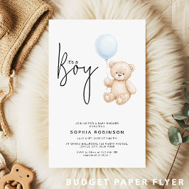 Het is een Jongen Teddy Bear Baby shower Uitnodigi Flyer