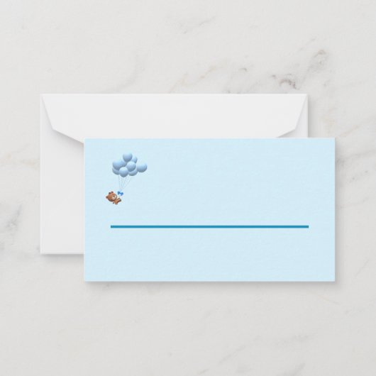 Het is een Jongen Teddy Bear en Balloons Notitiekaartje (Achterkant)