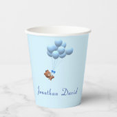 Het is een Jongen Teddy Bear en Balloons Papieren Bekers (Voorkant)