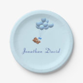 Het is een Jongen Teddy Bear en Balloons Papieren Bordje (Voorkant)