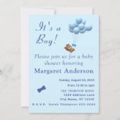 Het is een Jongen Teddy Bear en Balloons Theme Inv Kaart (Voorkant)