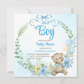 Het is een jongen teddy beer florale baby shower (Voorkant)