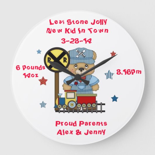 Het is een Jongen Teddy-beer Train Grote Klok (Voorkant)