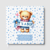 Het is een jongen teddy gastenboek voor feest heri (Voorkant)