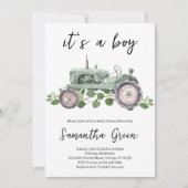 Het is een jongen Tractor Baby Shower Kaart (Voorkant)