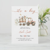 Het is een Jongen Tractor Baby Shower Kaart (Staand voorkant)