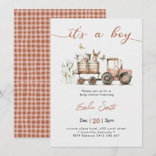 Het is een Jongen Tractor Baby Shower Kaart