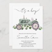 Het is een jongen tractor baby shower uitnodiging (Voorkant / Achterkant)