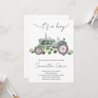 Het is een Jongen Tractor Baby Shower Uitnodiging