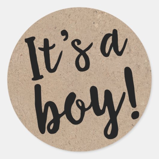 Het is een jongen trendy script op Kraft Style Ronde Sticker (Voorkant)