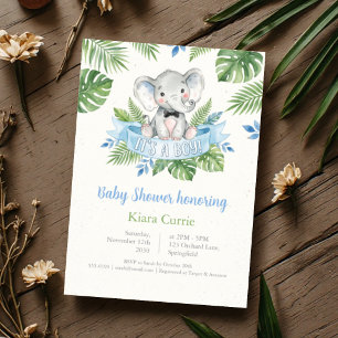 Het is een Jongen Tropische Olifant Baby Shower Kaart