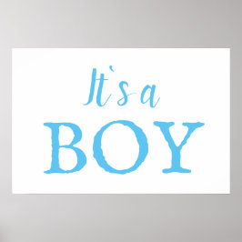 Het is een Jongen Typografie Blauwe Baby Jongen Ba Poster