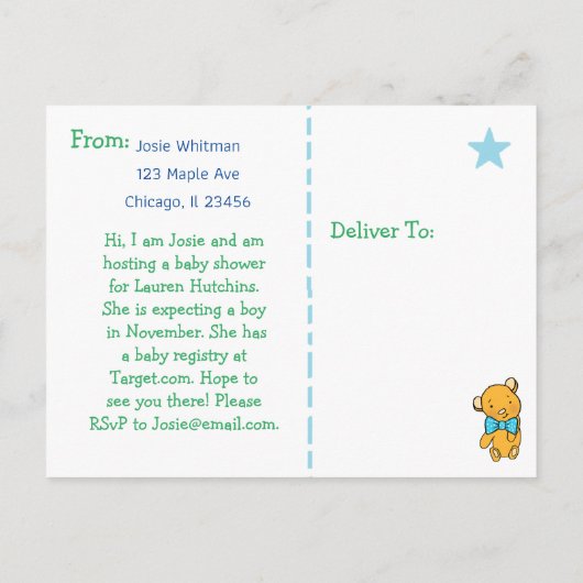 Het is een jongen, Ultrasound Pic Baby shower Invi Uitnodiging Briefkaart (Achterkant)