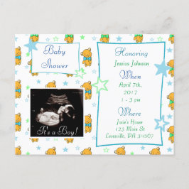 Het is een jongen, Ultrasound Pic Baby shower Invi Uitnodiging Briefkaart