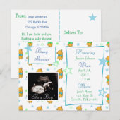 Het is een jongen, Ultrasound Pic Baby shower Invi Uitnodiging Briefkaart (Voorkant / Achterkant)