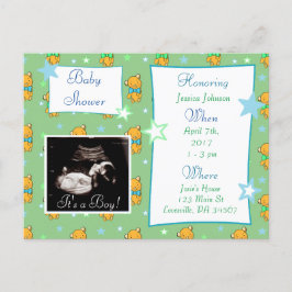 Het is een jongen, Ultrasound Pic Baby shower Invi Uitnodiging Briefkaart