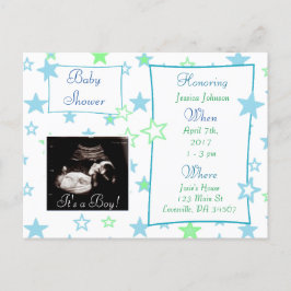 Het is een jongen, Ultrasound Pic Baby shower Invi Uitnodiging Briefkaart