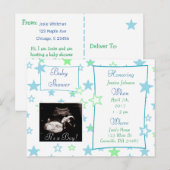 Het is een jongen, Ultrasound Pic Baby shower Invi Uitnodiging Briefkaart (Voorkant / Achterkant)