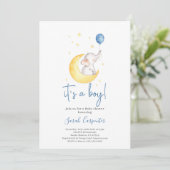 Het is een jongen van een olifanten baby shower kaart (Staand voorkant)
