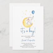 Het is een jongen van een olifanten baby shower kaart (Voorkant / Achterkant)