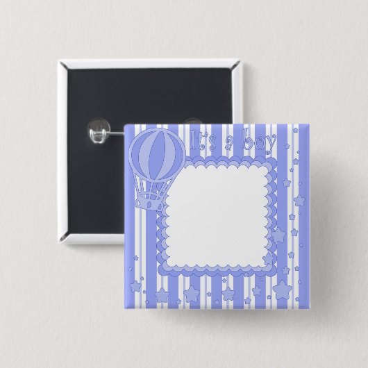 Het is een jongen vierkante button 5,1 cm (Voorkant /achterkant)