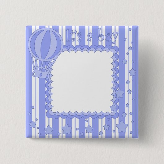 Het is een jongen vierkante button 5,1 cm (Voorkant)