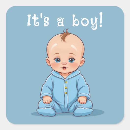 Het is een jongen! vierkante sticker (Voorkant)