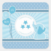 Het is een jongen vierkante sticker (Voorkant)