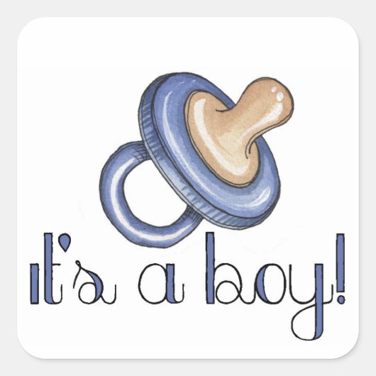 Het is een jongen! vierkante sticker (Voorkant)