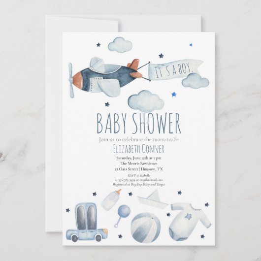 Het is een jongen Vliegtuig Waterverf Shower Uitno Kaart (Voorkant)