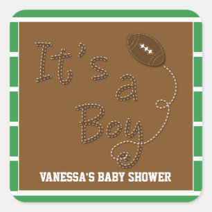 HET IS EEN JONGEN Voetbal Baby Shower Feest Sticke Vierkante Sticker