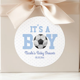 Het is een jongen! Voetbal Baby shower Party Favor Ronde Sticker