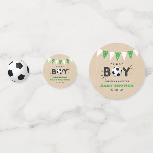 Het is een jongen! Voetbal Thema Gecoed Baby showe Confetti (Voorkanten)